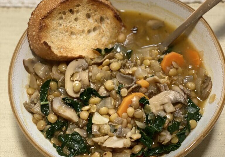 Lentil and mushroom soup